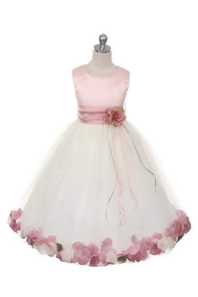 Satin Flower Petal Dress -White Dress