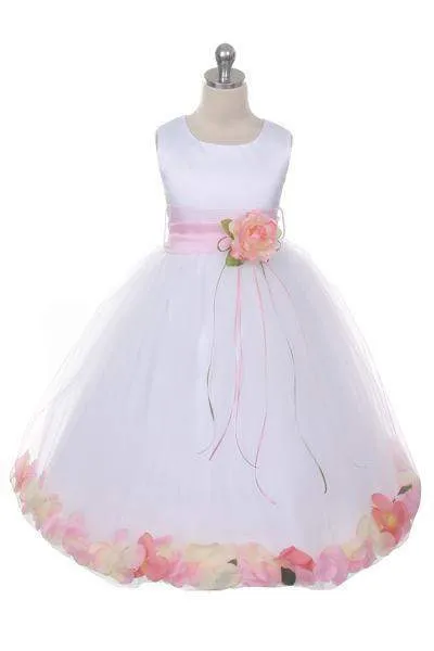 Satin Flower Petal Dress -White Dress