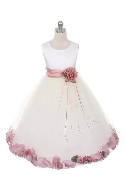 Satin Flower Petal Dress -White Dress