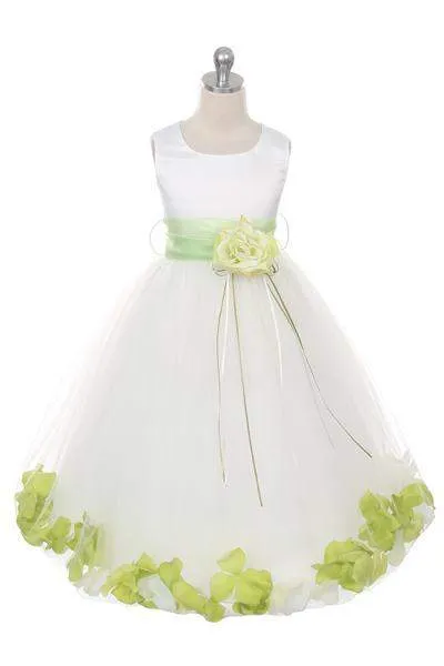Satin Flower Petal Dress -White Dress