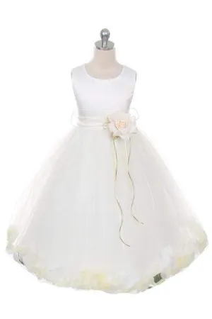 Satin Flower Petal Dress -White Dress