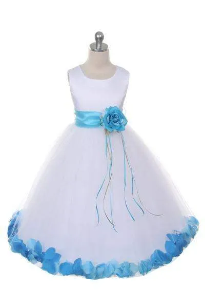 Satin Flower Petal Dress -White Dress