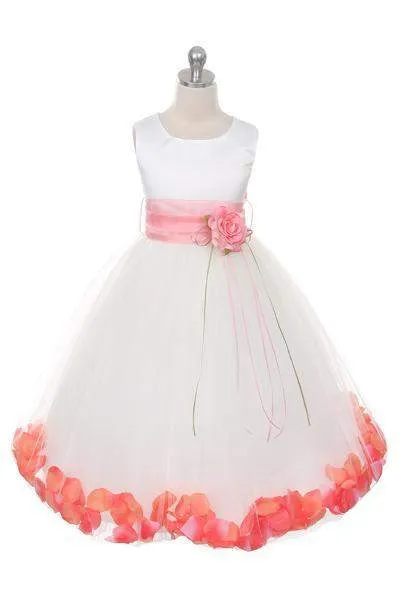 Satin Flower Petal Dress -White Dress