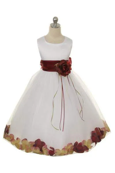 Satin Flower Petal Dress -White Dress
