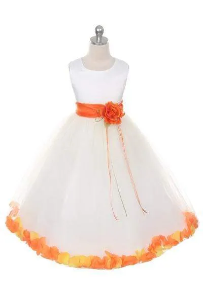 Satin Flower Petal Dress -White Dress