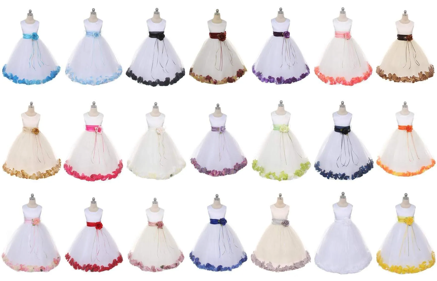 Satin Flower Petal Dress -White Dress