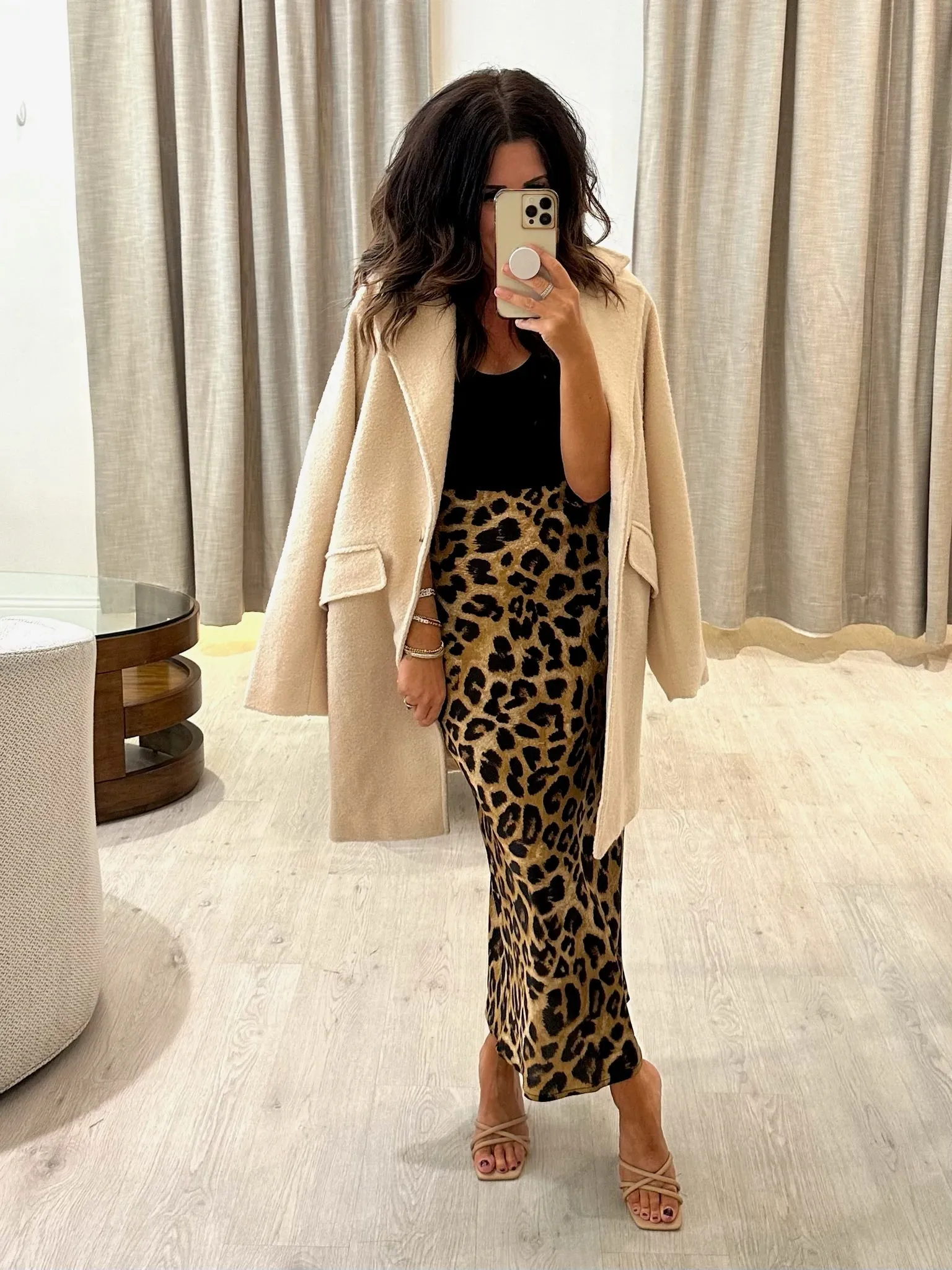 Satin Leopard Skirt