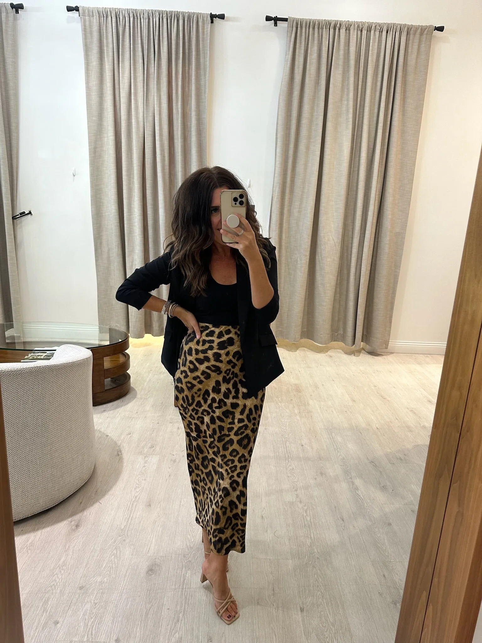 Satin Leopard Skirt