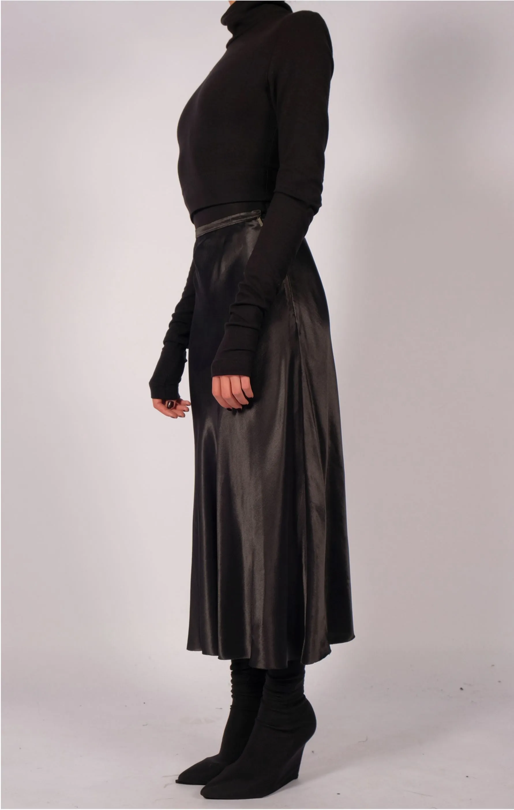 Satin Midi  Skirt