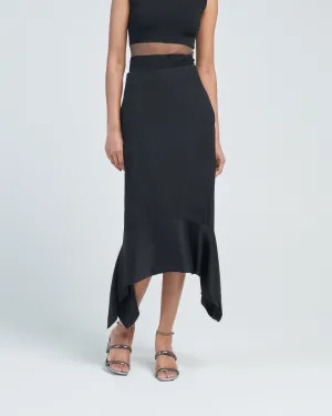 satin-sash crepe skirt