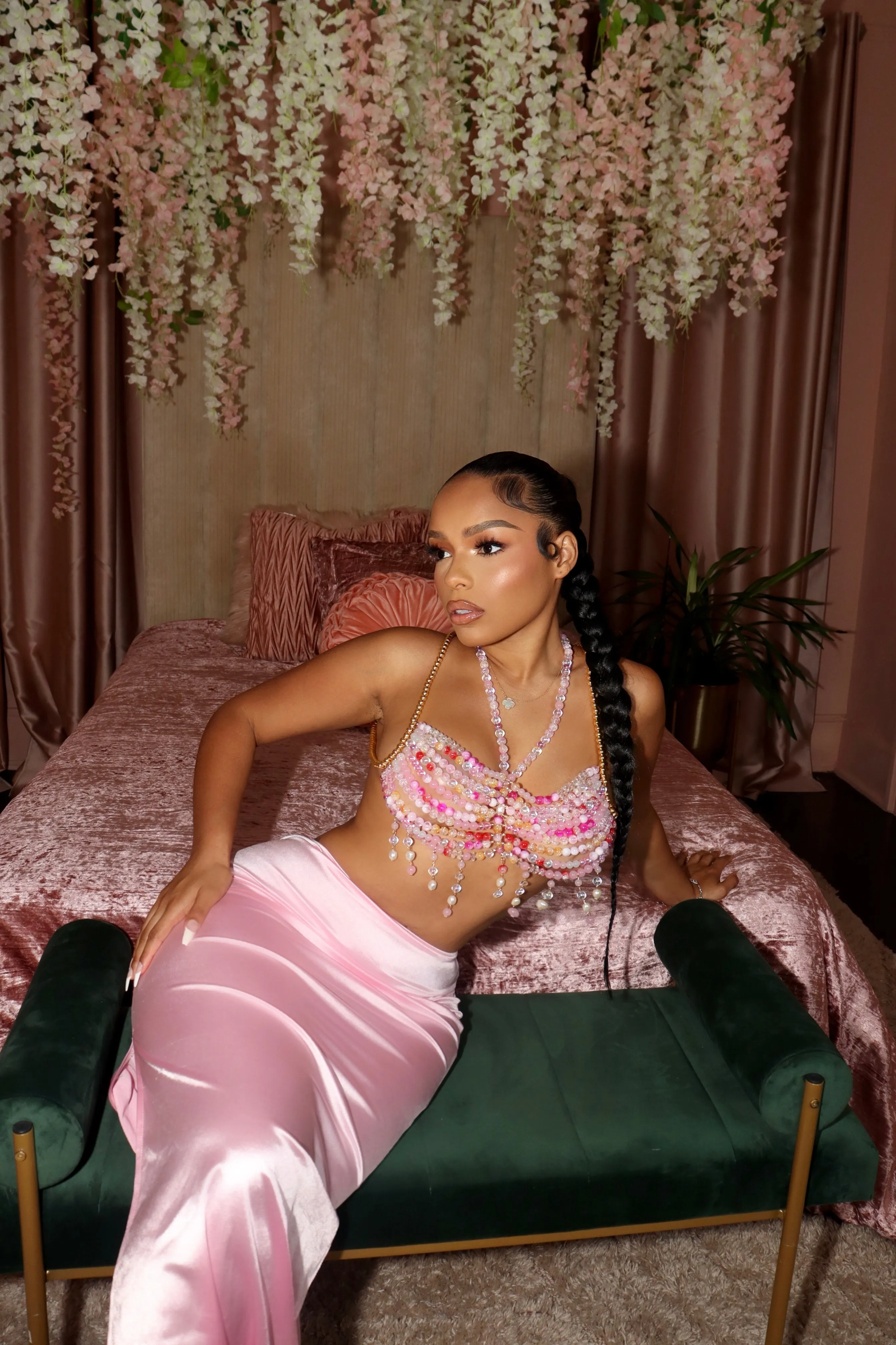 Satin skirt (pink)