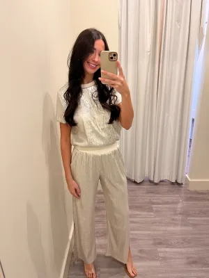 SE5621 Sequin Pants w/ Slit