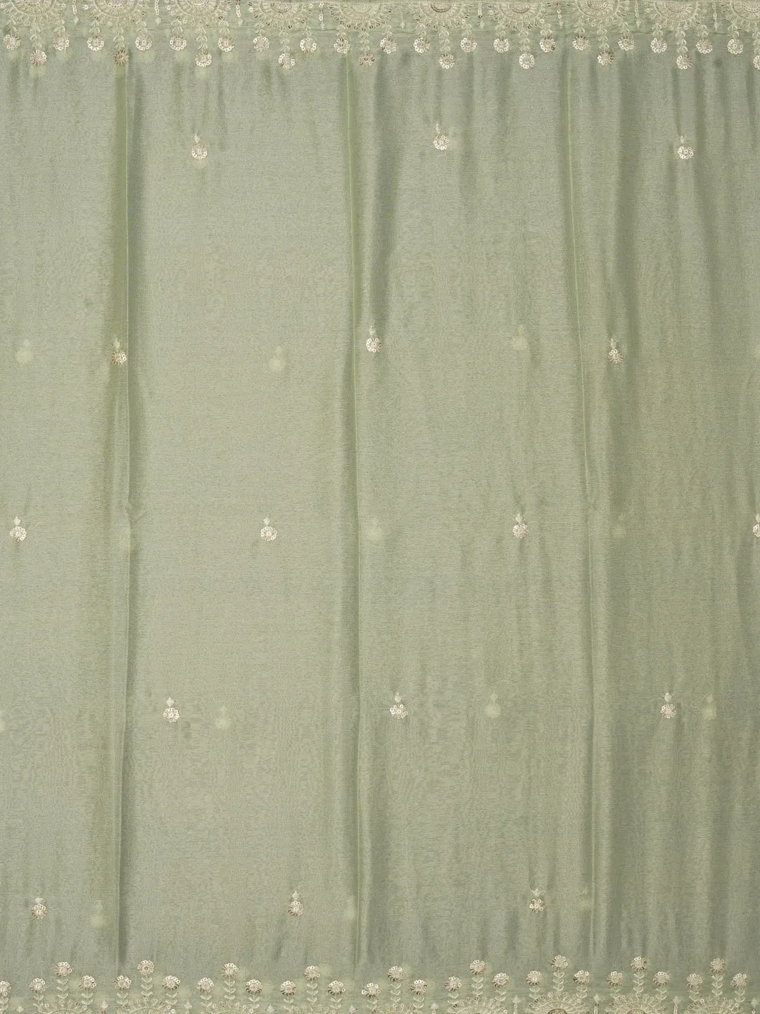 Sea Green Sequin Embellished Organza Dress Material with Dupatta