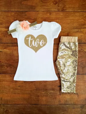 Second Birthday Outfit Girl Peach And Gold 2nd Birthday Outfit
