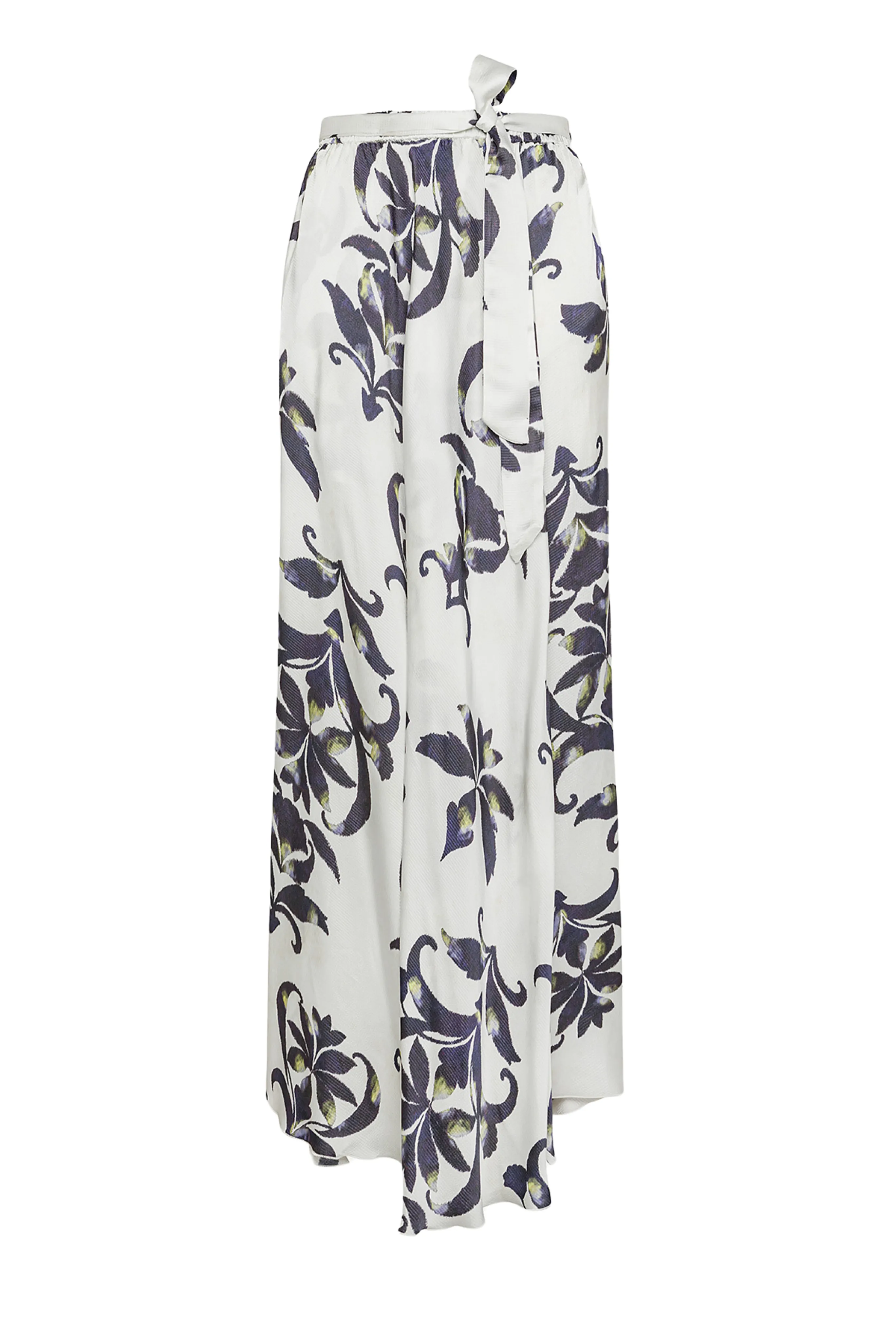Secret Lily Print Viscose Satin Skirt