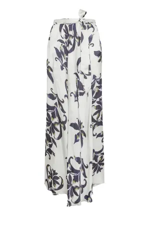 Secret Lily Print Viscose Satin Skirt