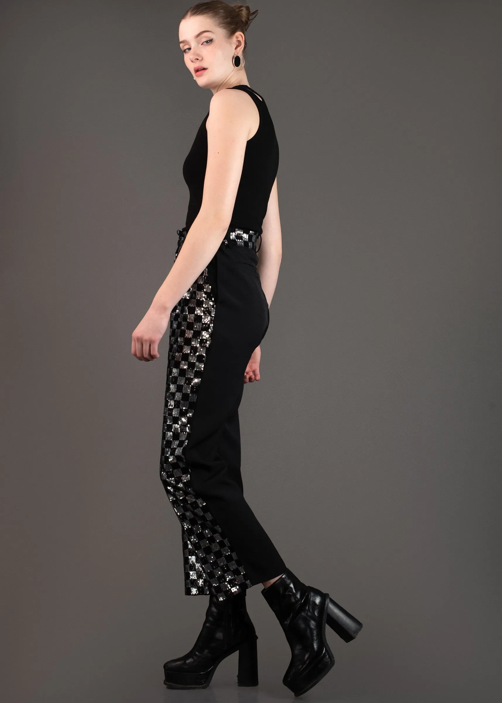 Sequin Checker Dress Pants