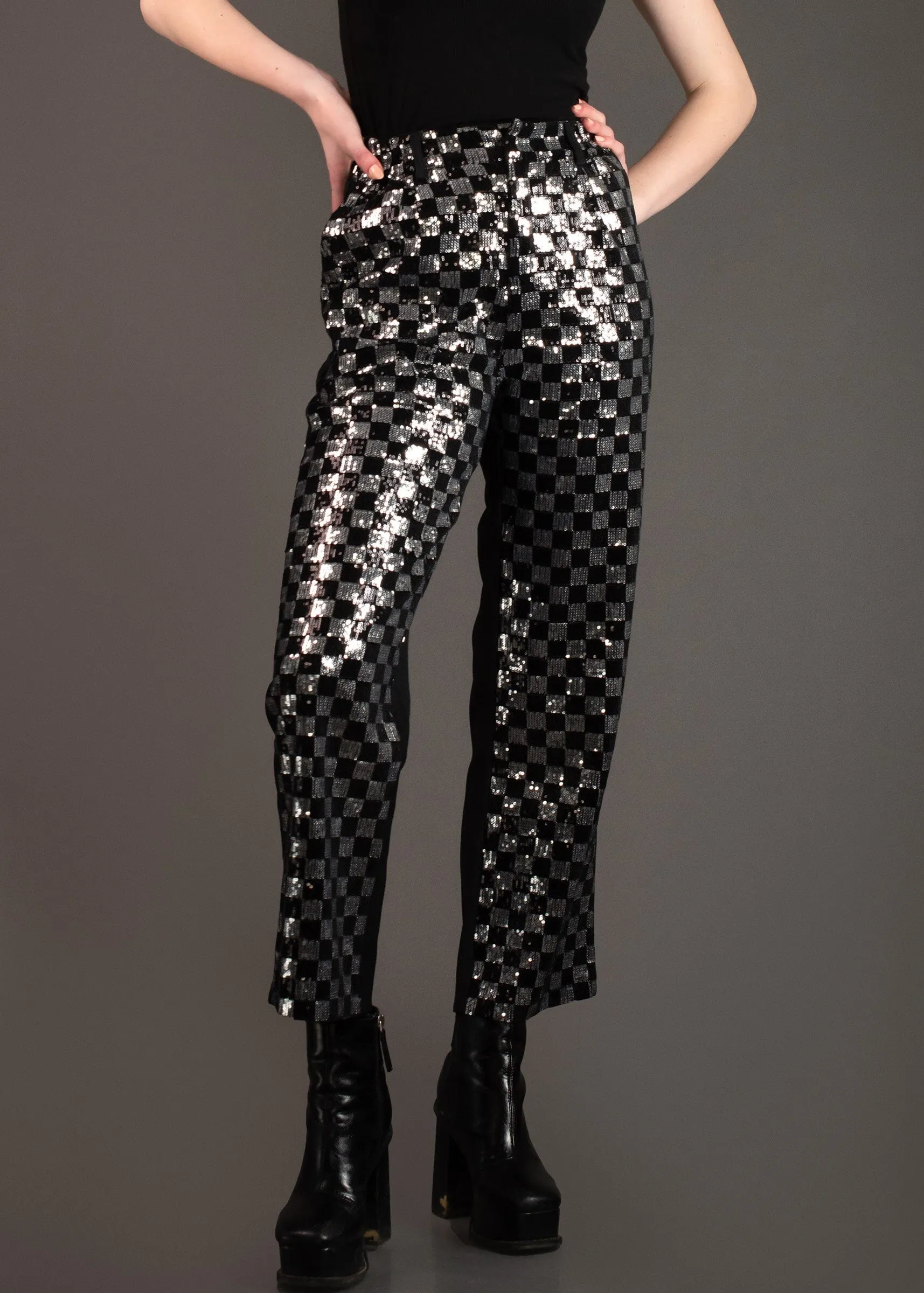 Sequin Checker Dress Pants