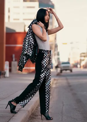 Sequin Checker Dress Pants