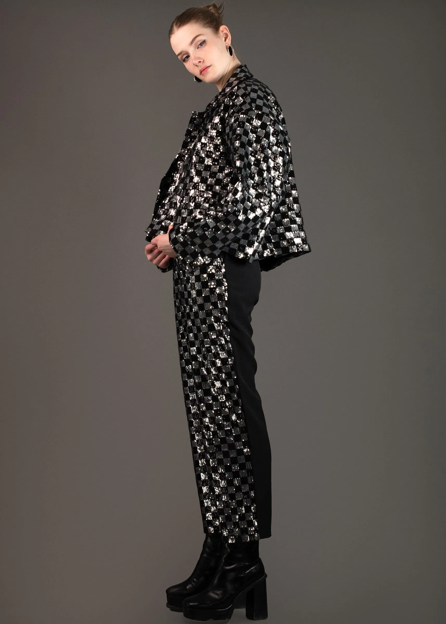 Sequin Checker Dress Pants