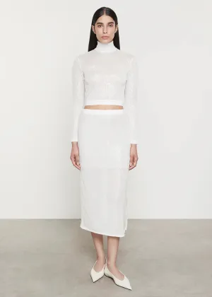Sequin Cropped L/S Mock Neck