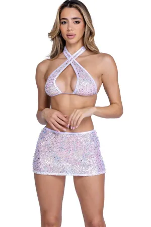 Sequin Fishnet Top