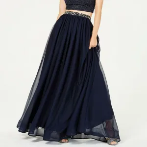 Sequin Hearts Women's Glitter Gown Bottom Maxi Skirt. 5007XX1S Navy 3