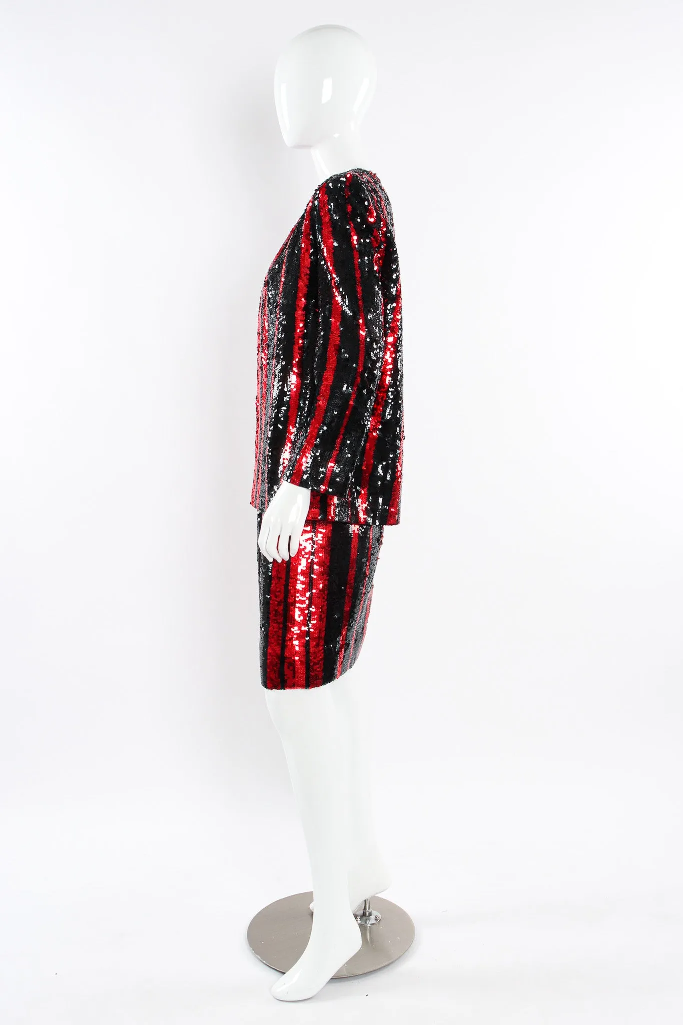 Sequin Stripe Jacket & Skirt Set