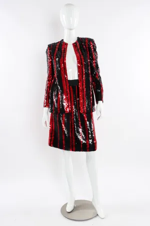Sequin Stripe Jacket & Skirt Set