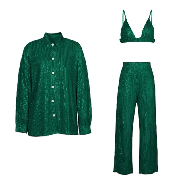 Sequin Three-Piece Pantsuit