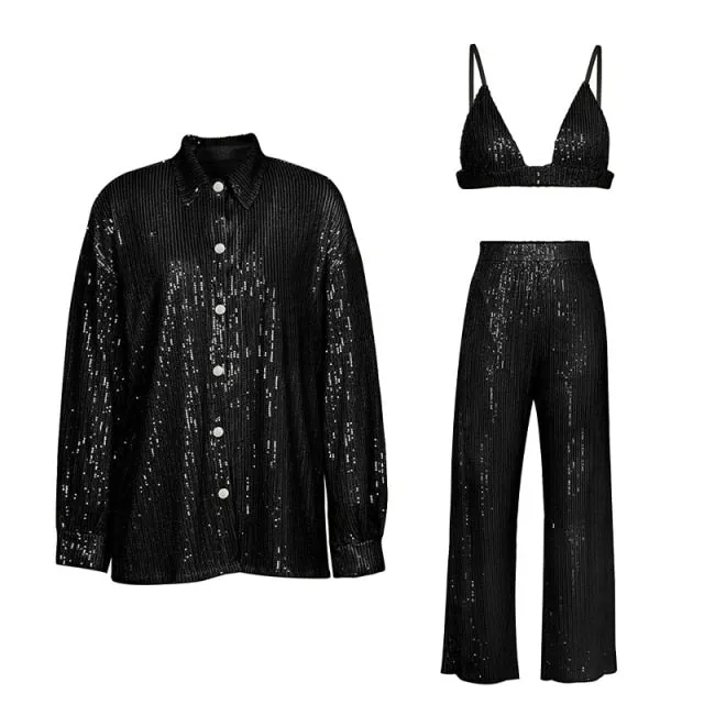Sequin Three-Piece Pantsuit