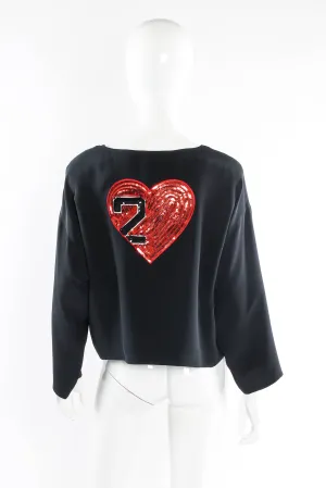 Sequined Heart Silk Top