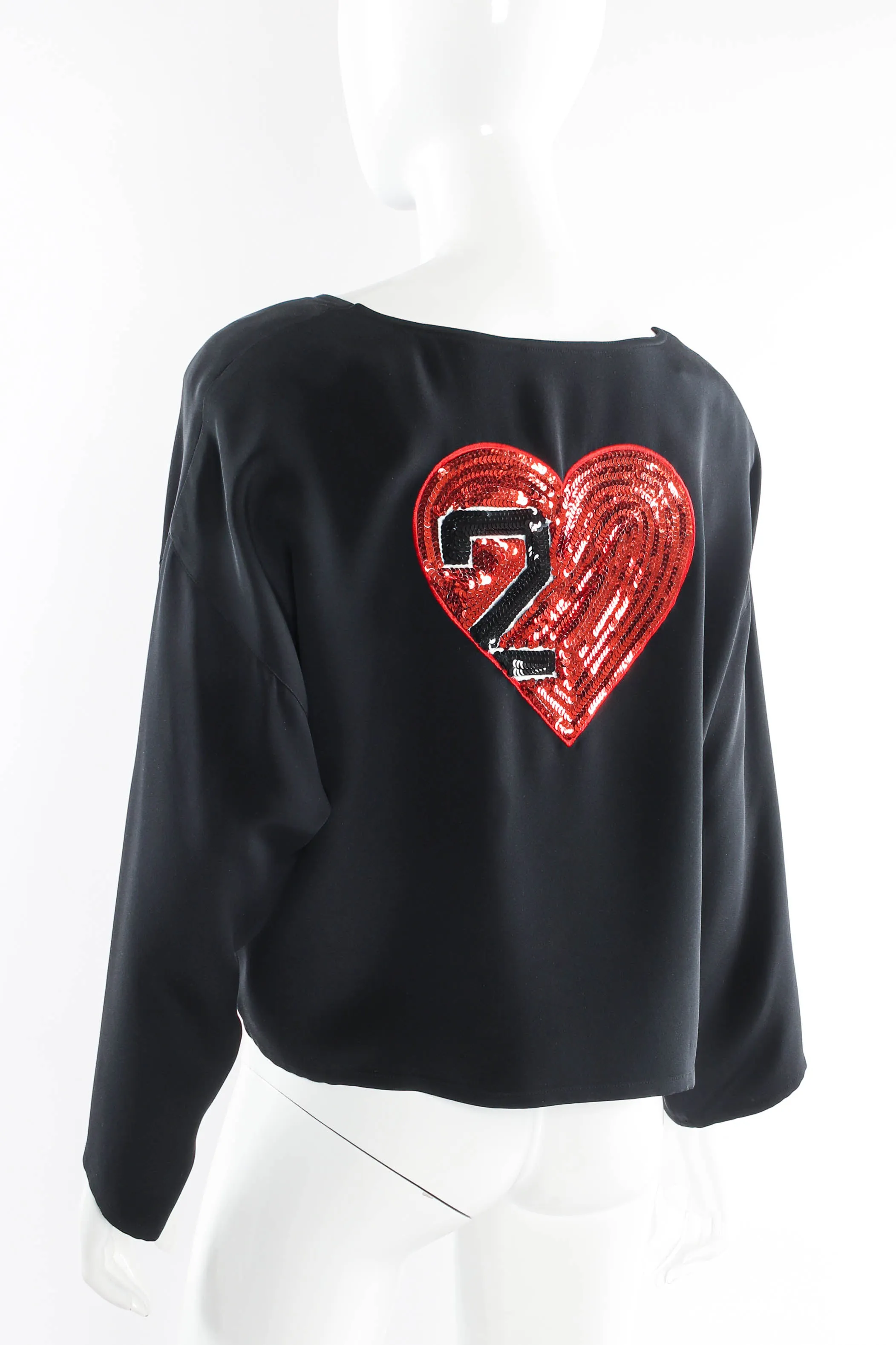 Sequined Heart Silk Top