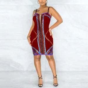 Sequins Rhinestone Patchwork Off Shoulder Sleeveless Dress