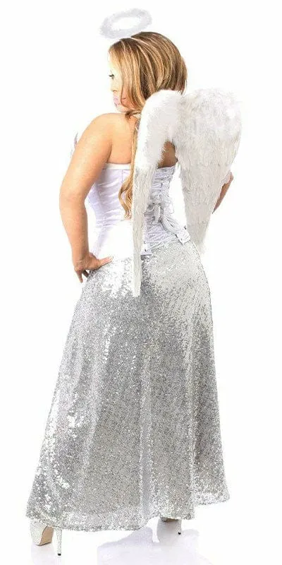 Sexy Deluxe 4 Piece Sequin Angelic Corset Halloween Costume