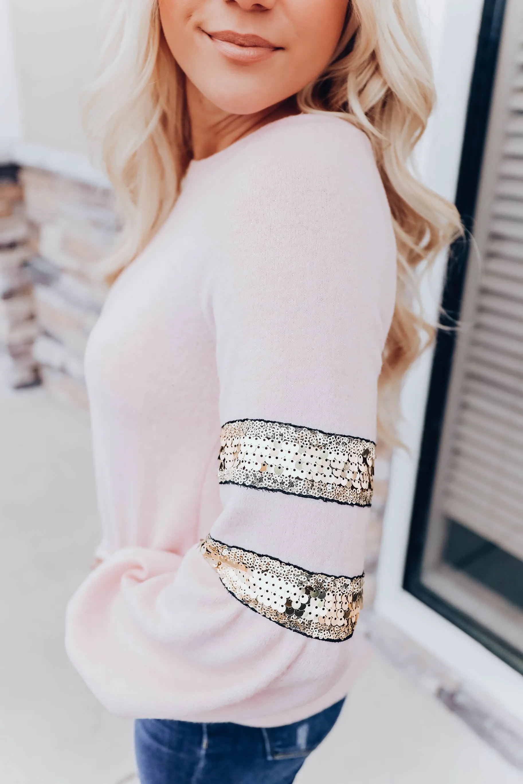 Shimmering Sequin Sweatshirt - Pink