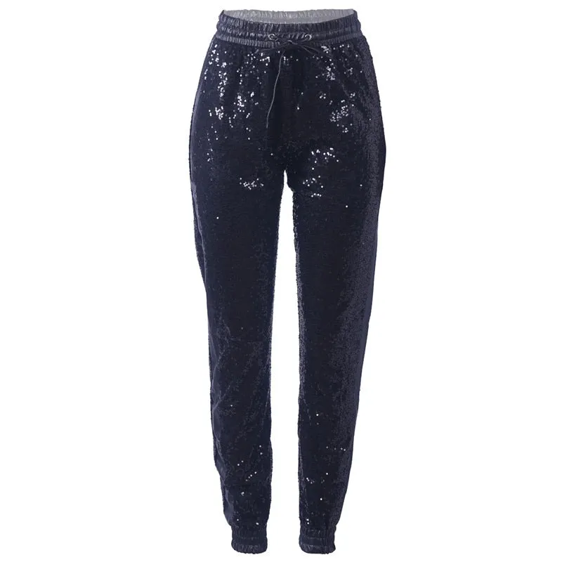 Shine On tuxedo trim sequin pencil pants