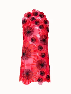 Short Open Back Dress with Poppy Embroidery