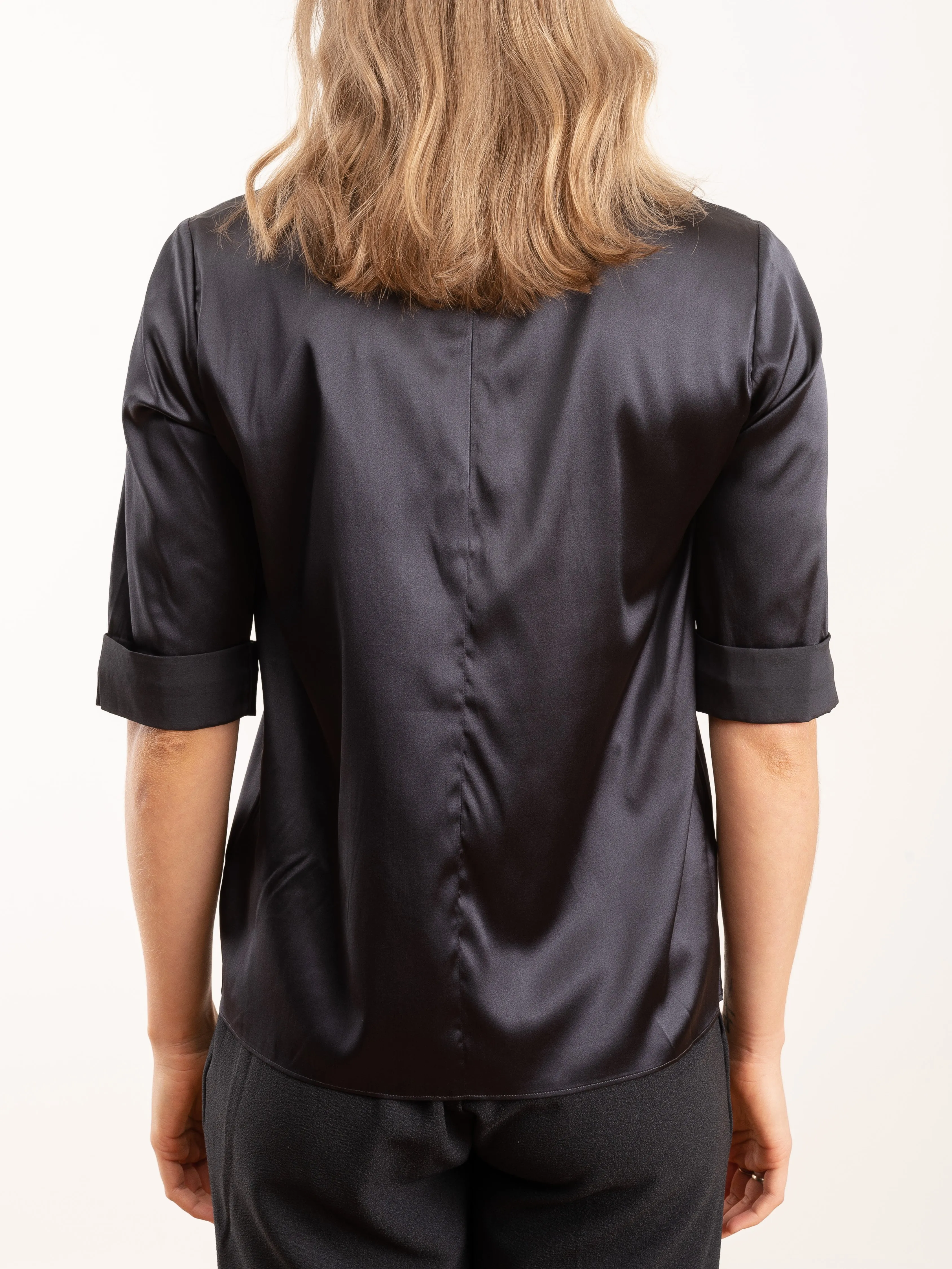 short sleeve silk tee - grey