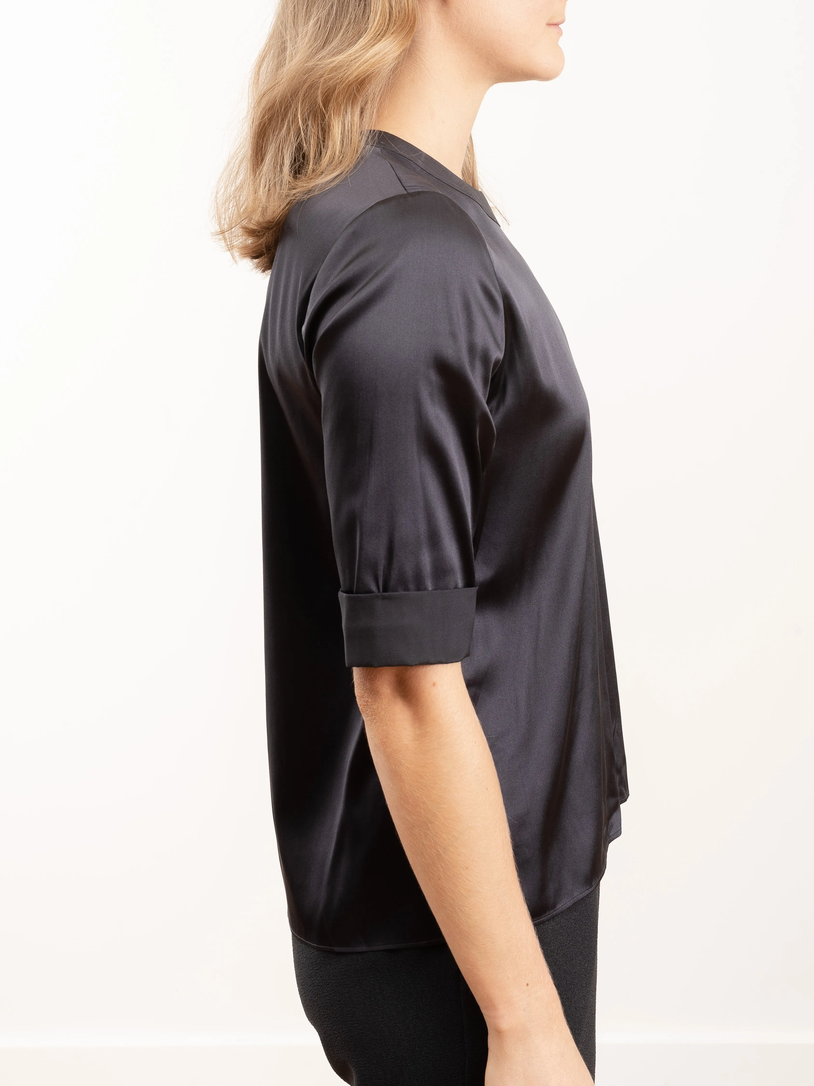 short sleeve silk tee - grey
