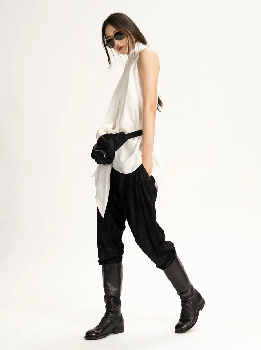 Silk Charmeuse Sleeveless Scarf Top
