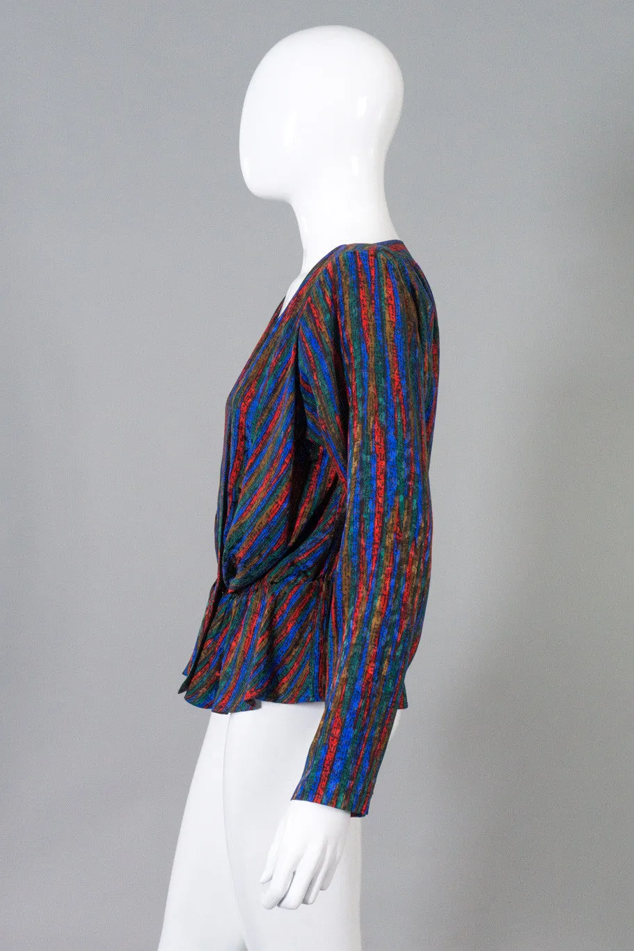 Silk Striped Wrap Top