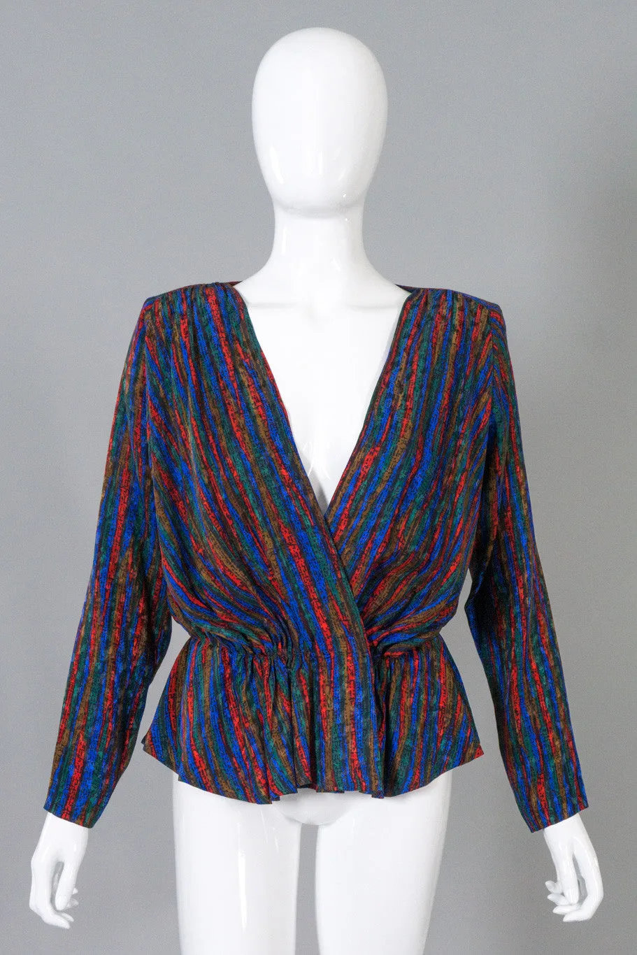 Silk Striped Wrap Top