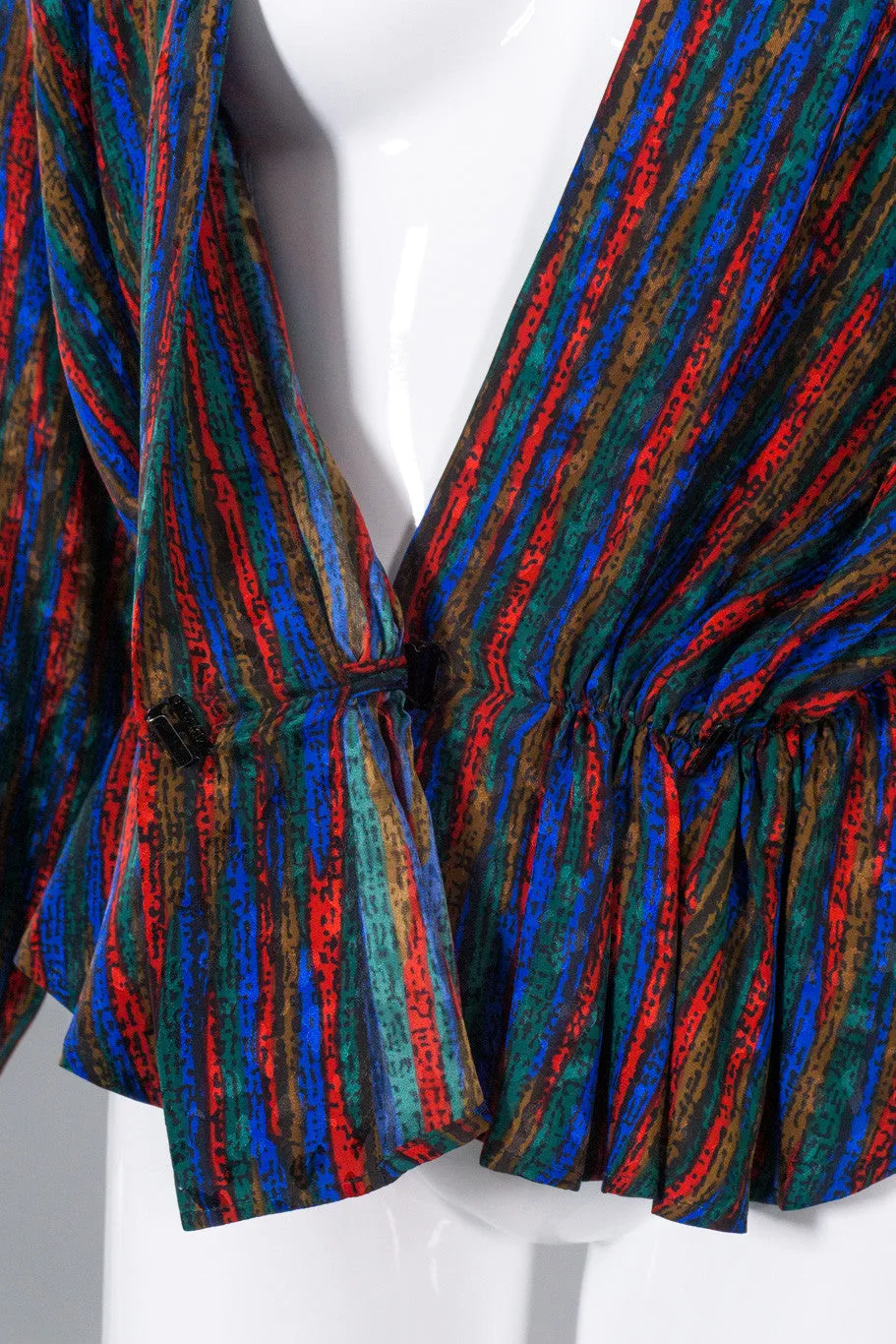 Silk Striped Wrap Top