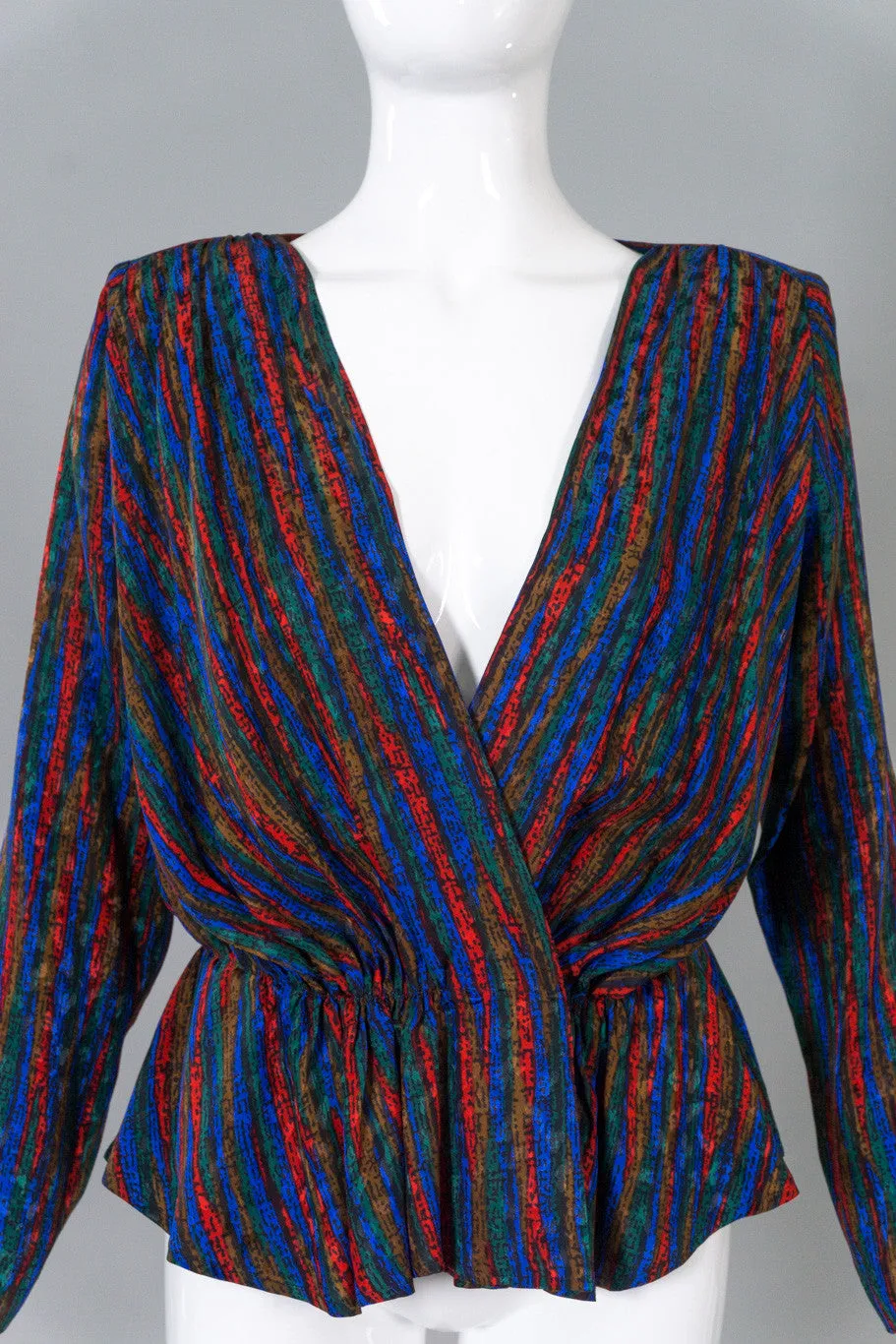Silk Striped Wrap Top