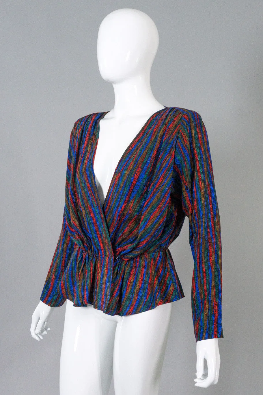 Silk Striped Wrap Top