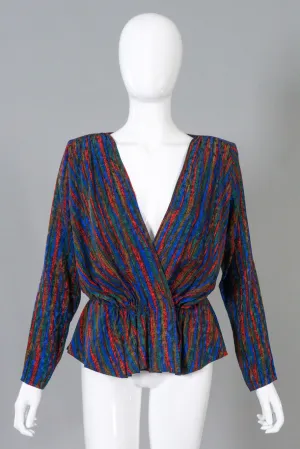 Silk Striped Wrap Top