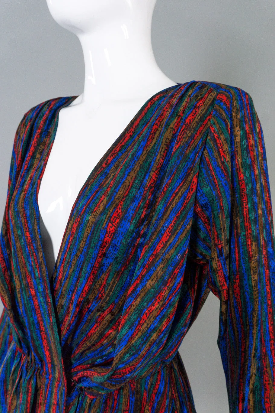 Silk Striped Wrap Top