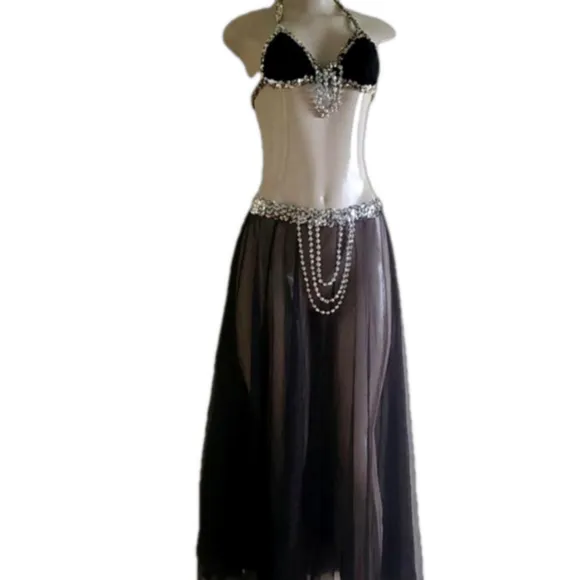 Silver belly dancer ligerie costume S/M