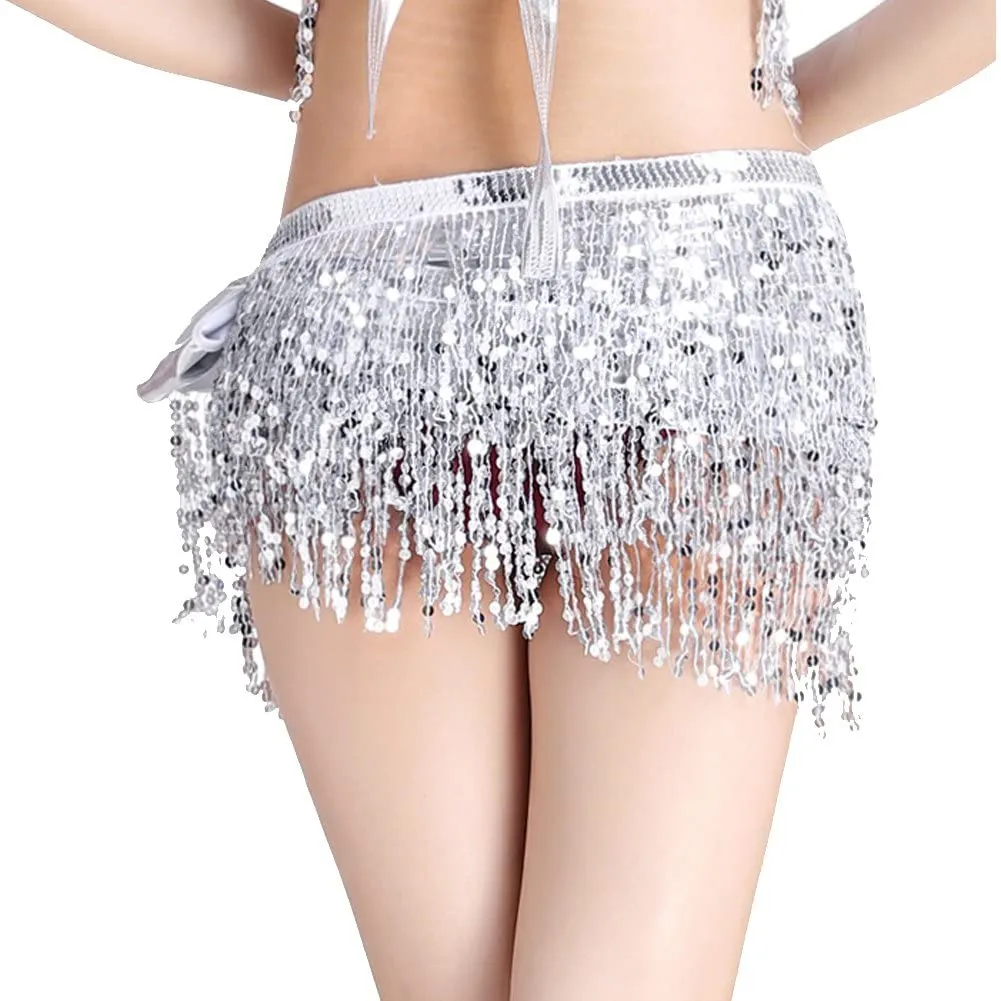Silver Sequin Wrap Around Skirt